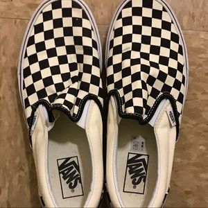checkered vans— very good condition (slip ons)